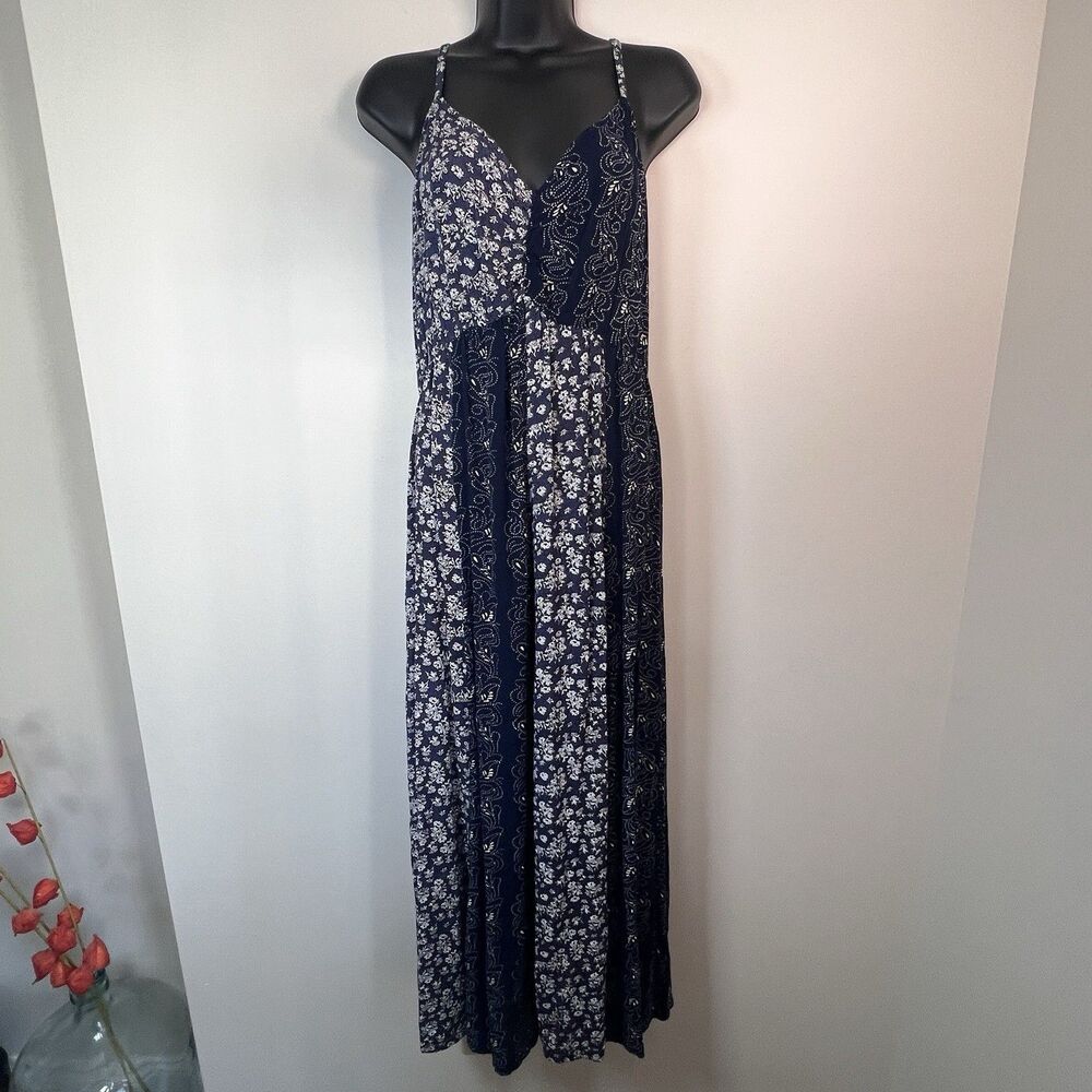 Kings Road Sundress Blue White Prairie Cottage Core 1X Long